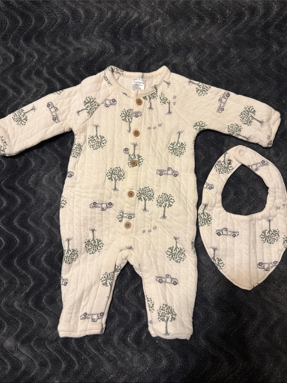 Carter's Child Of Mine Cream Quilted One-Piece with Bib
